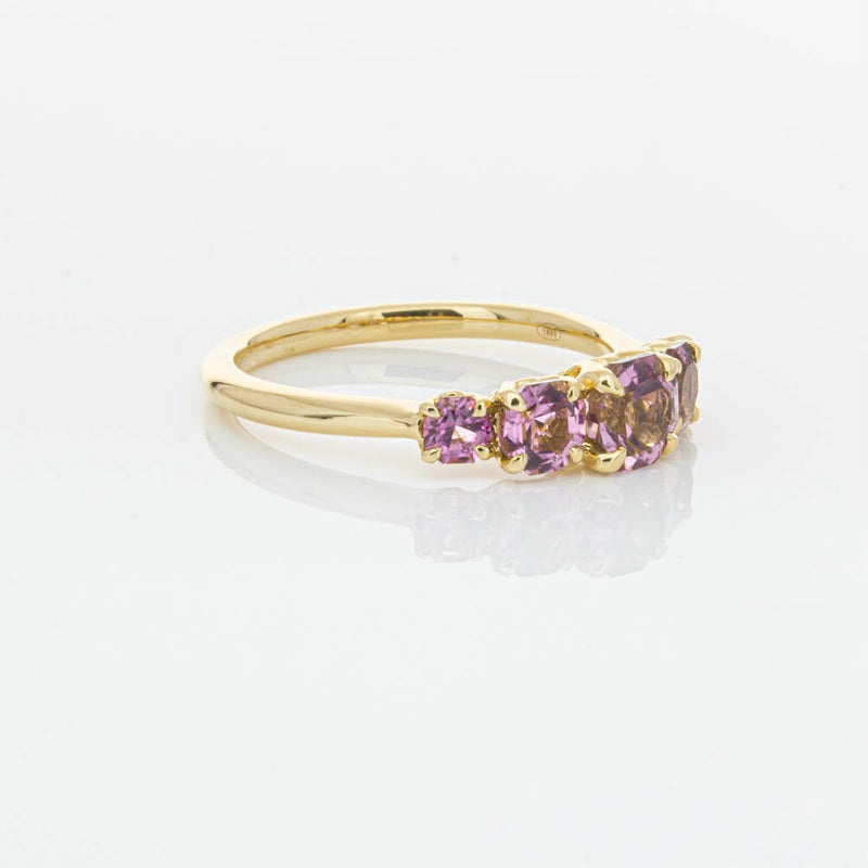 18ct Yellow Gold Five Stone Pink Tourmaline Octavia Ring-Ring-Walker & Hall