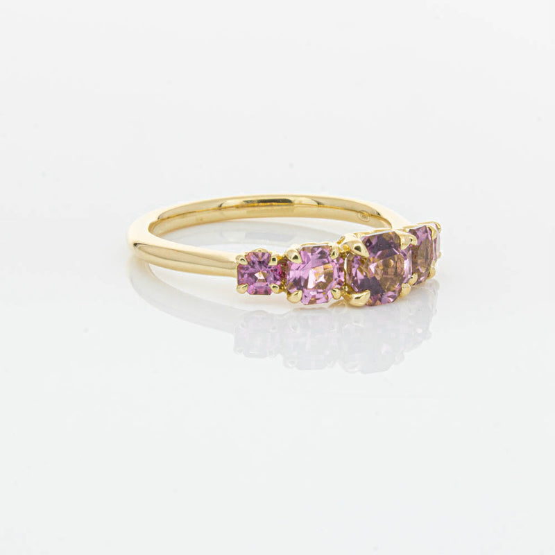 18ct Yellow Gold Five Stone Pink Tourmaline Octavia Ring-Ring-Walker & Hall