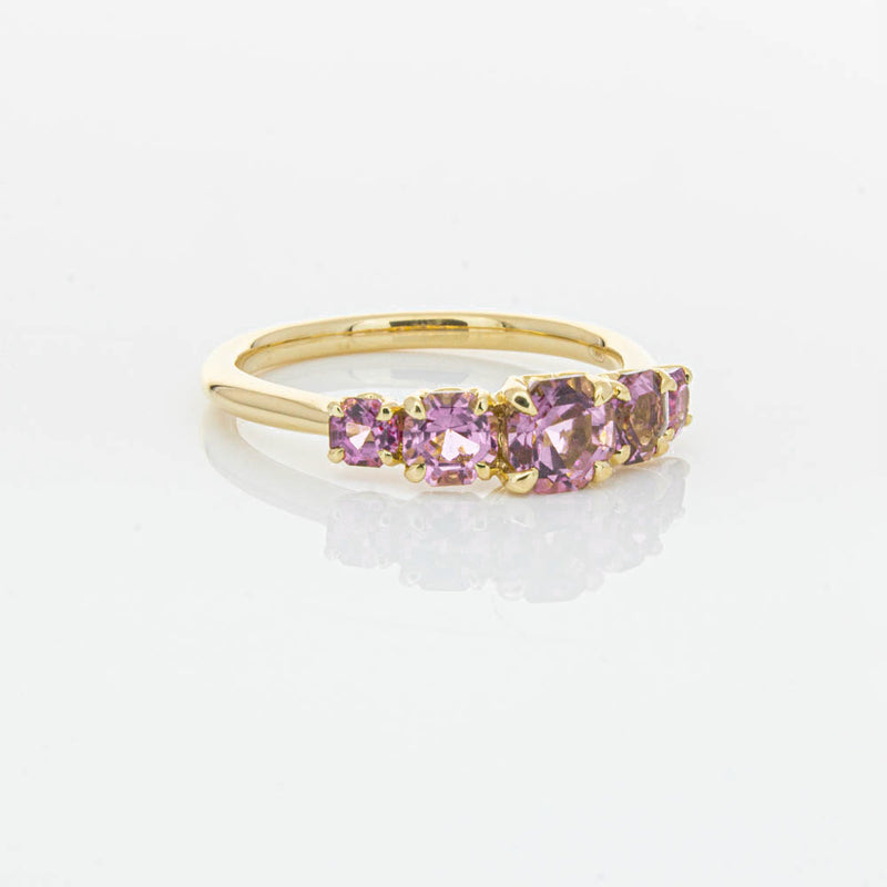 18ct Yellow Gold Five Stone Pink Tourmaline Octavia Ring-Ring-Walker & Hall