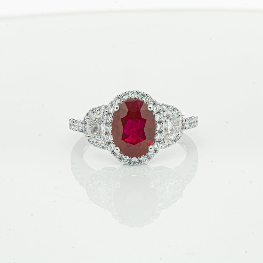 18ct White Gold 2.15ct Ruby & Diamond Ring - Ring - Walker & Hall