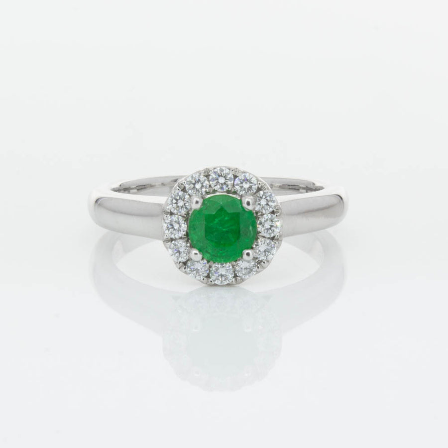 18ct White Gold .52ct Emerald & Diamond Eclipse Ring - Ring - Walker & Hall