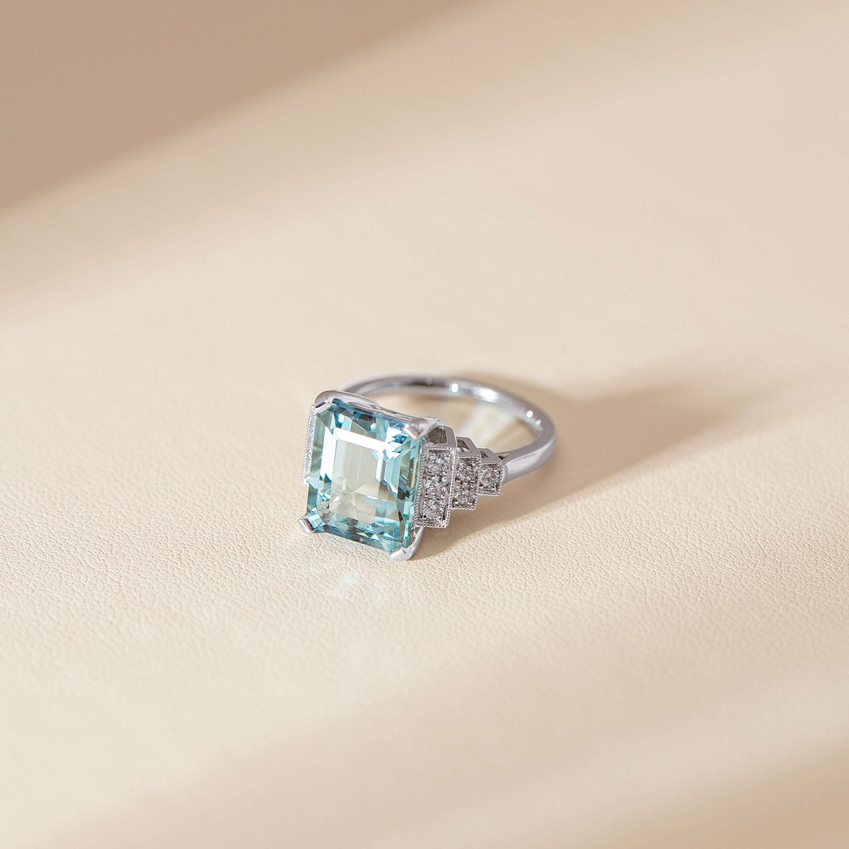 Aquamarine and Diamond Maya Ring