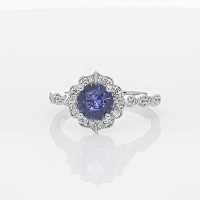 18ct White Gold 1.18ct Sapphire & Diamond Paramount Ring-Ring-Walker & Hall