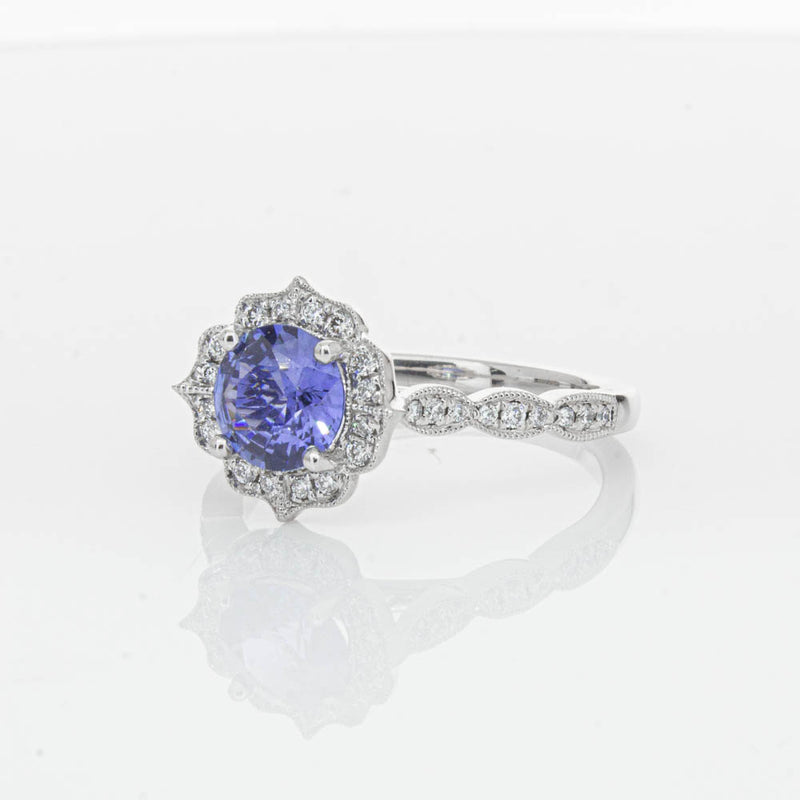 18ct White Gold 1.18ct Sapphire & Diamond Paramount Ring-Ring-Walker & Hall