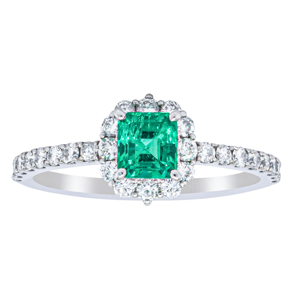 Deja Vu Platinum .53ct Emerald & Diamond Ring - Walker & Hall