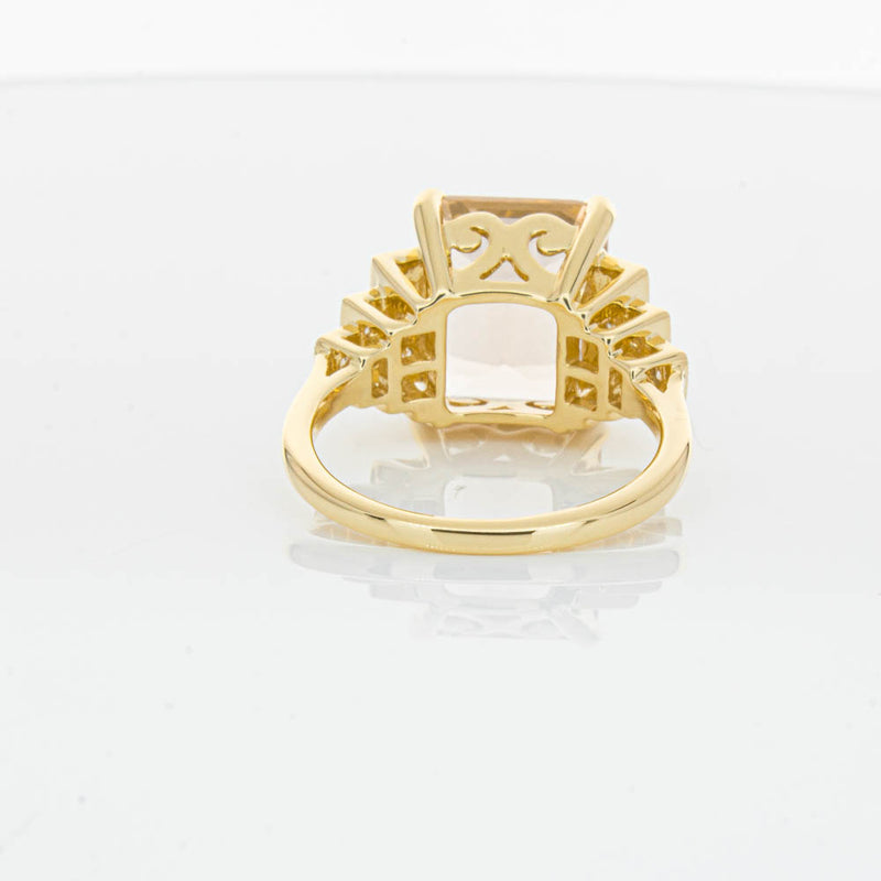 18ct Yellow Gold Morganite & Diamond Maya Ring-Ring-Walker & Hall