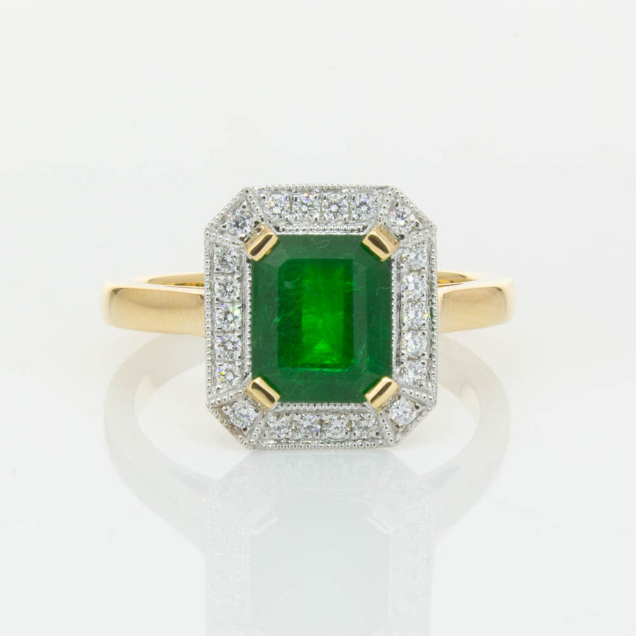 18ct Yellow Gold 1.76ct Emerald & Diamond Empire Ring - Ring - Walker & Hall