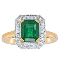 18ct Yellow Gold 1.76ct Emerald & Diamond Empire Ring - Ring - Walker & Hall
