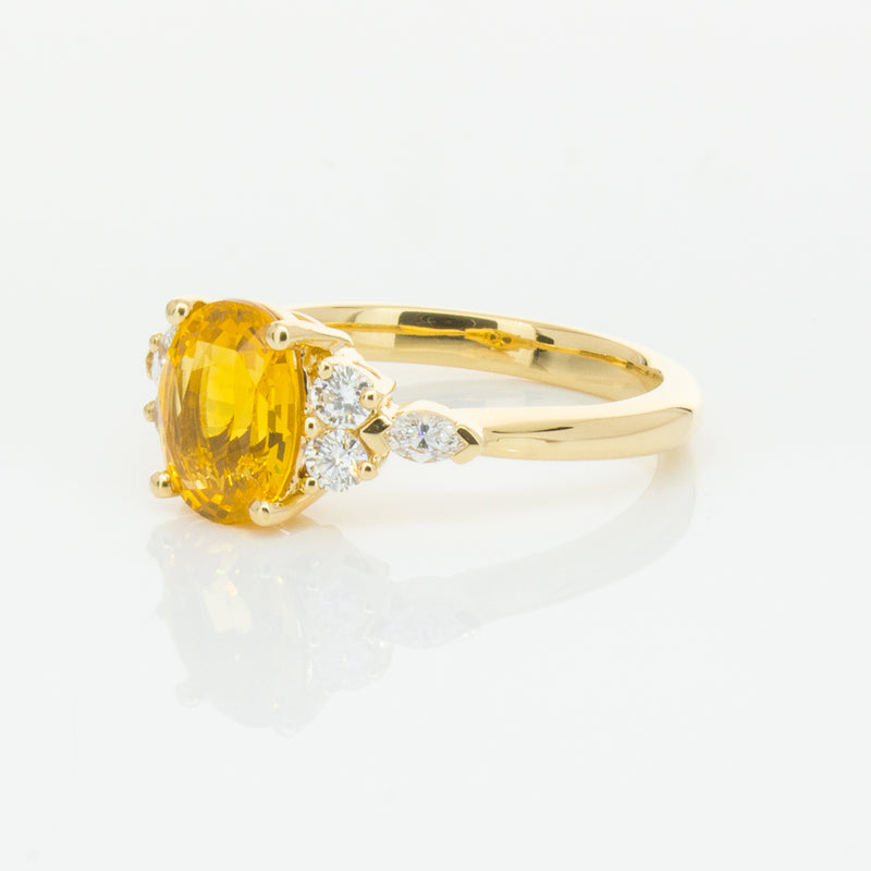 18ct Yellow Gold 2.03ct Golden Sapphire & Diamond Oriana Ring-Ring-Walker & Hall
