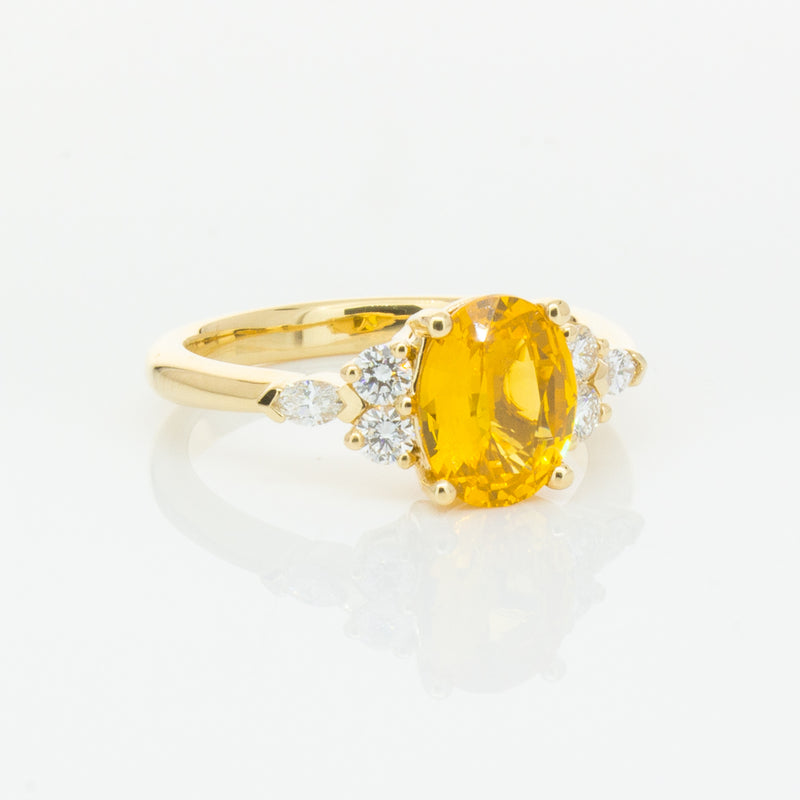 18ct Yellow Gold 2.03ct Golden Sapphire & Diamond Oriana Ring-Ring-Walker & Hall