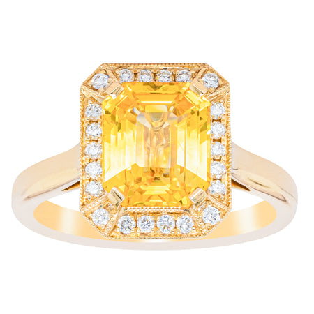 18ct Yellow Gold 3.01ct Yellow Sapphire & Diamond Empire Ring - Ring - Walker & Hall