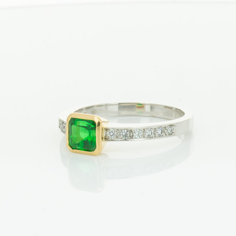 Deja Vu 18ct White Gold .70ct Emerald & Diamond Ring-Ring-Walker & Hall