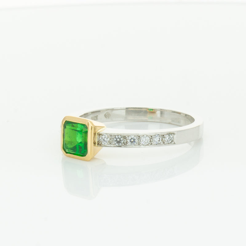 Deja Vu 18ct White Gold .70ct Emerald & Diamond Ring-Ring-Walker & Hall