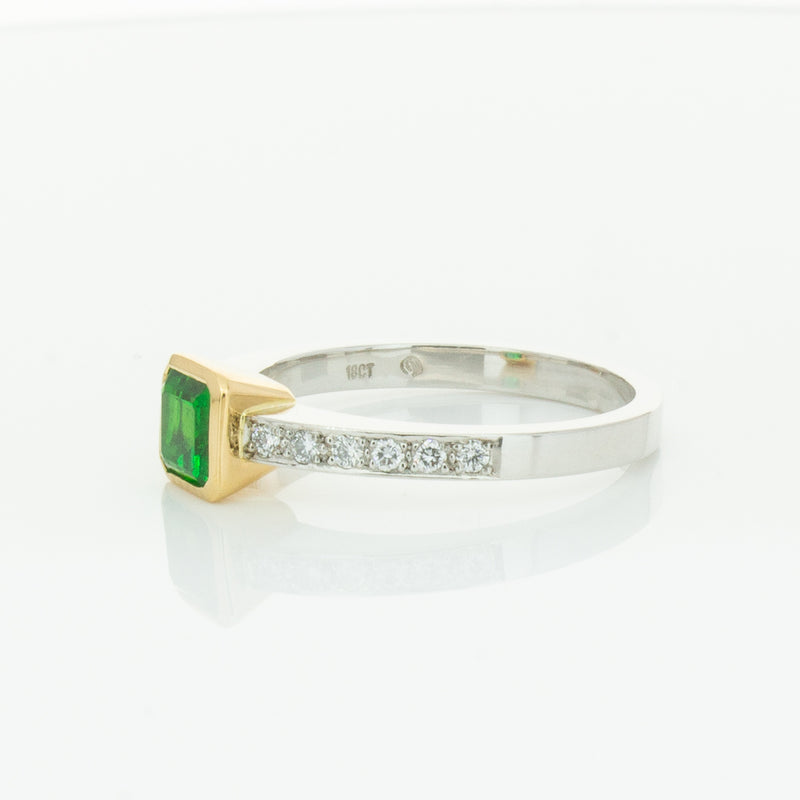 Deja Vu 18ct White Gold .70ct Emerald & Diamond Ring-Ring-Walker & Hall