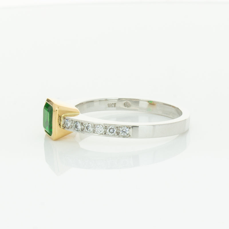 Deja Vu 18ct White Gold .70ct Emerald & Diamond Ring-Ring-Walker & Hall