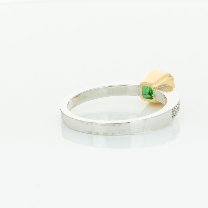 Deja Vu 18ct White Gold .70ct Emerald & Diamond Ring-Ring-Walker & Hall