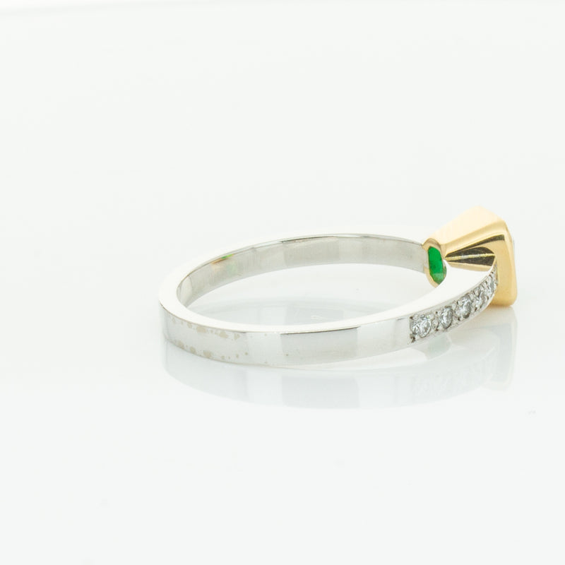 Deja Vu 18ct White Gold .70ct Emerald & Diamond Ring-Ring-Walker & Hall