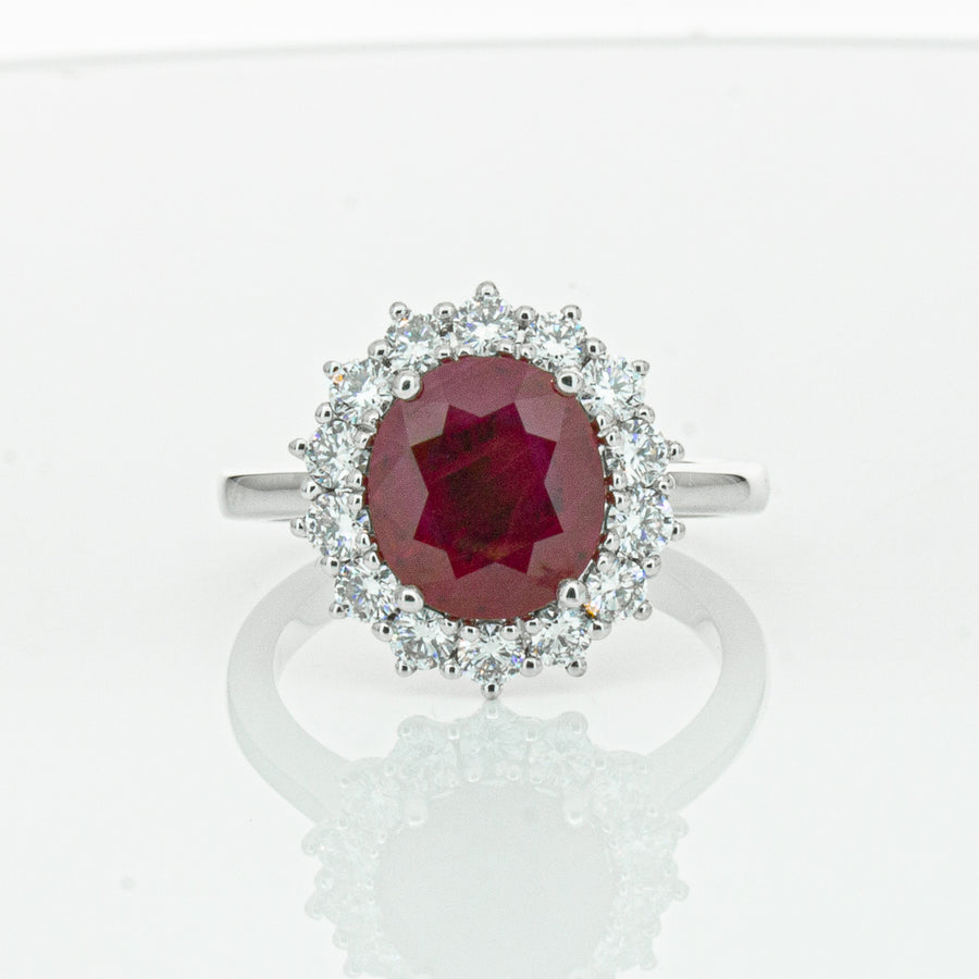 18ct White Gold 2.12ct Ruby & Diamond Belle Ring - Ring - Walker & Hall