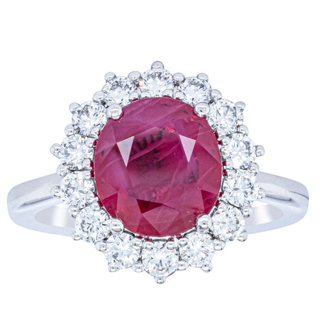 18ct White Gold 2.12ct Ruby & Diamond Belle Ring - Ring - Walker & Hall