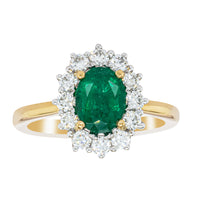 18ct Yellow Gold 1.14ct Emerald & Diamond Belle Ring - Ring - Walker & Hall