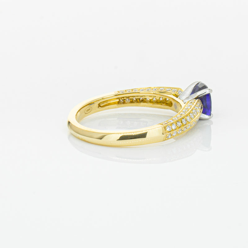 18ct Yellow Gold 1.02ct Sapphire & Diamond Ring-Ring-Walker & Hall