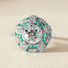 Vintage 14ct White Gold 1.94ct Diamond & Emerald Ring - Ring - Walker & Hall