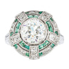 Vintage 14ct White Gold 1.94ct Diamond & Emerald Ring-Ring-Walker & Hall