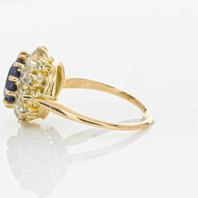 Vintage 17ct Rose Gold 2.41ct Sapphire & Diamond Ring-Ring-Walker & Hall