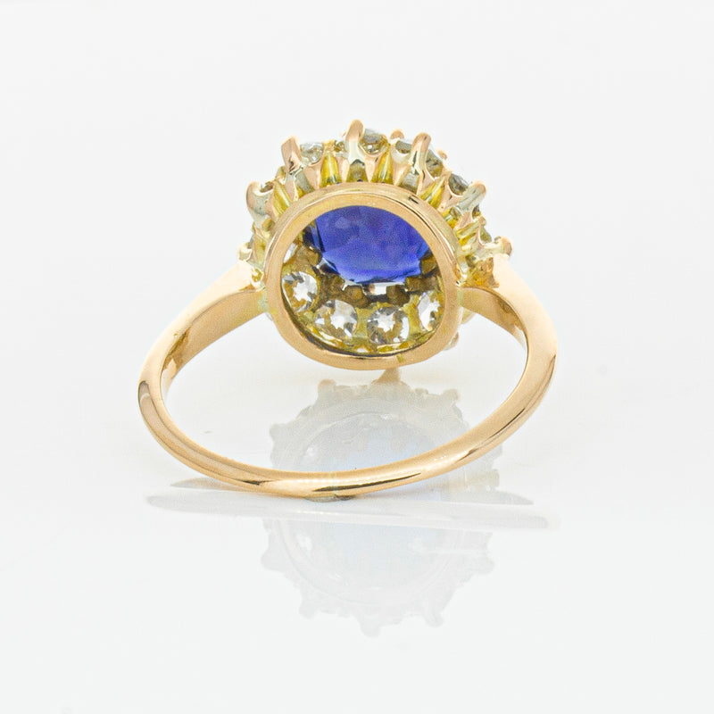 Vintage 17ct Rose Gold 2.41ct Sapphire & Diamond Ring-Ring-Walker & Hall