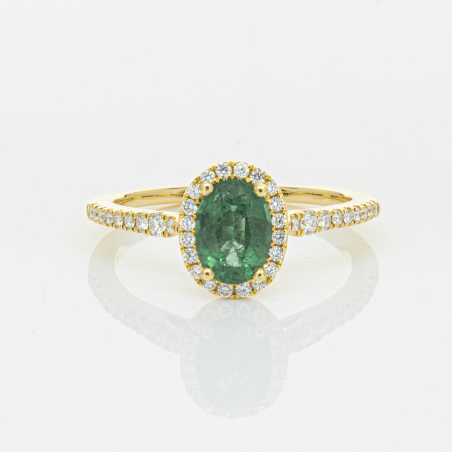 18ct Yellow Gold .72ct Emerald & Diamond Mini Sierra Ring