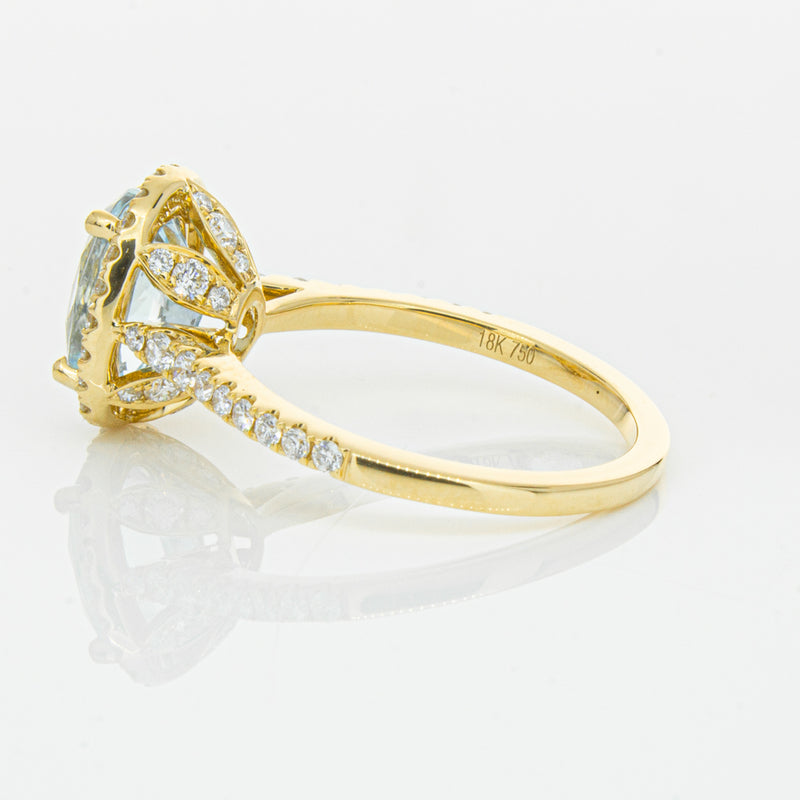 18ct Yellow Gold 1.94ct Aquamarine & Diamond Sierra Ring-Ring-Walker & Hall