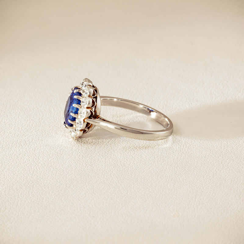 Deja Vu Platinum 2.23ct Sapphire & Diamond Halo Ring - Ring - Walker & Hall