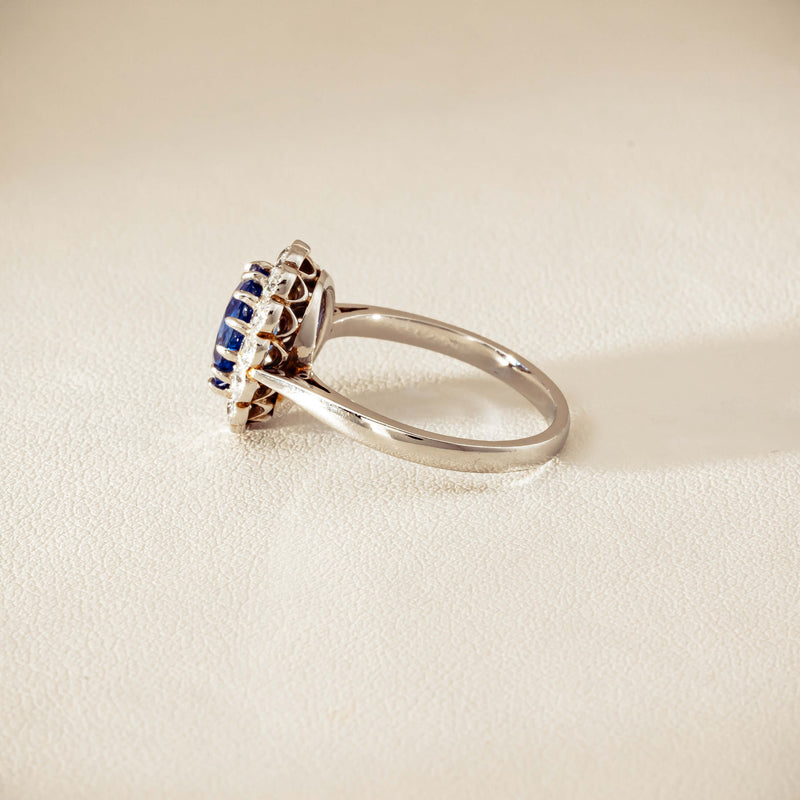Deja Vu Platinum 2.23ct Sapphire & Diamond Halo Ring - Ring - Walker & Hall