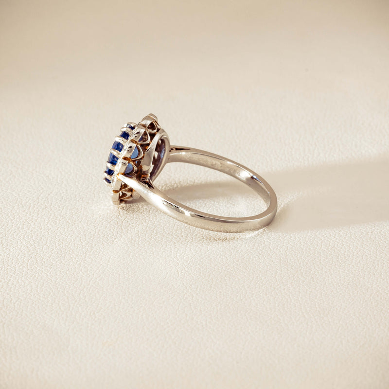 Deja Vu Platinum 2.23ct Sapphire & Diamond Halo Ring - Ring - Walker & Hall