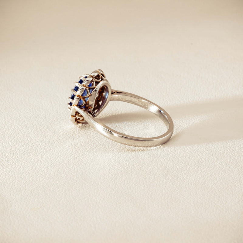 Deja Vu Platinum 2.23ct Sapphire & Diamond Halo Ring - Ring - Walker & Hall