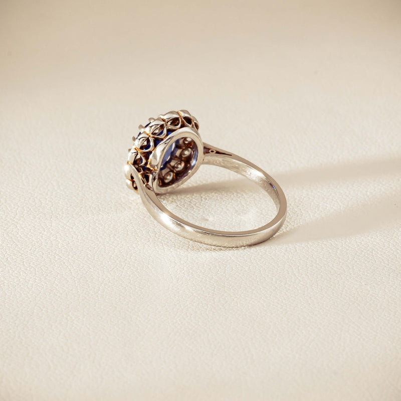 Deja Vu Platinum 2.23ct Sapphire & Diamond Halo Ring - Ring - Walker & Hall