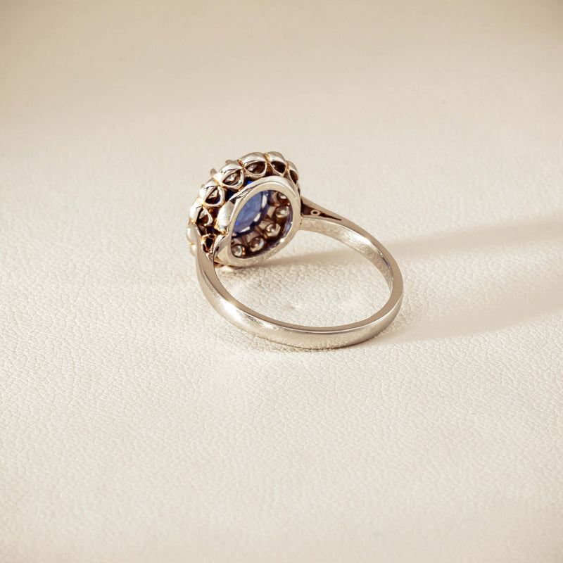 Deja Vu Platinum 2.23ct Sapphire & Diamond Halo Ring - Ring - Walker & Hall