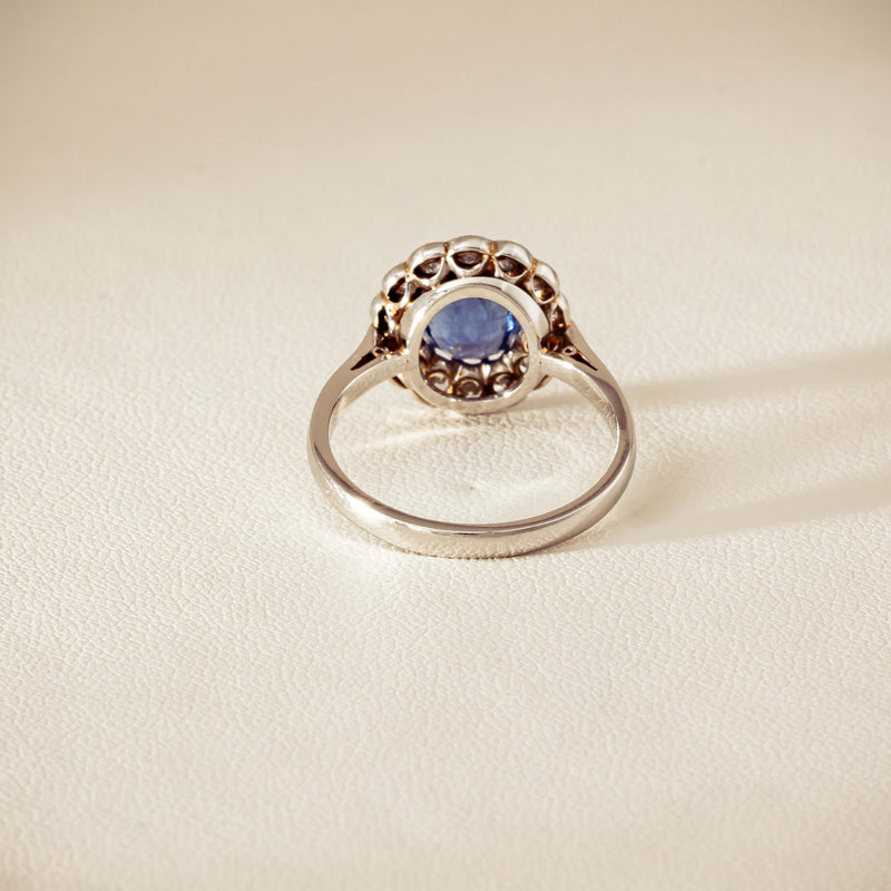 Deja Vu Platinum 2.23ct Sapphire & Diamond Halo Ring - Ring - Walker & Hall