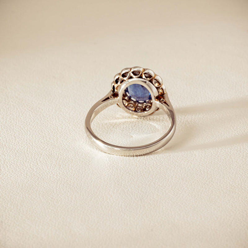 Deja Vu Platinum 2.23ct Sapphire & Diamond Halo Ring - Ring - Walker & Hall