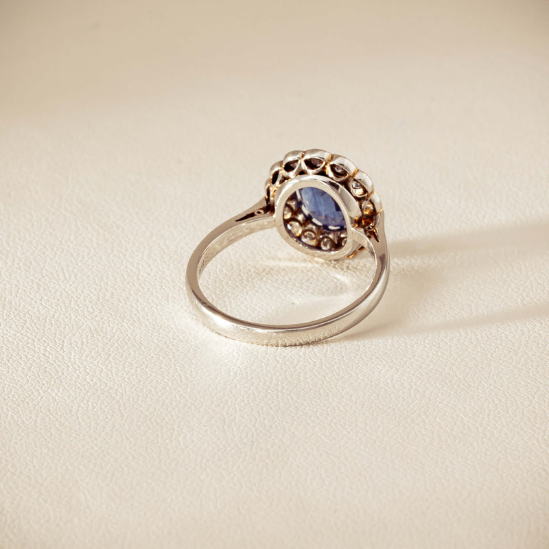 Deja Vu Platinum 2.23ct Sapphire & Diamond Halo Ring - Ring - Walker & Hall