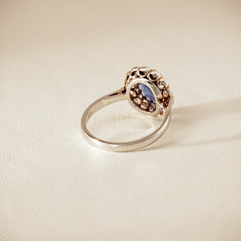 Deja Vu Platinum 2.23ct Sapphire & Diamond Halo Ring - Ring - Walker & Hall