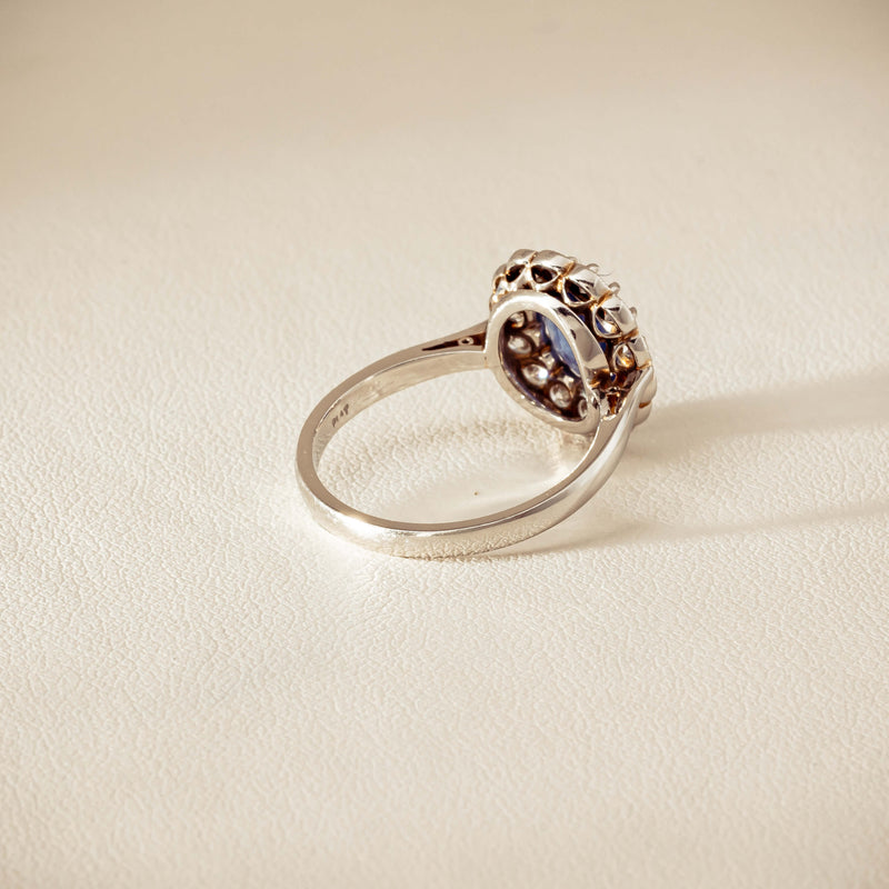 Deja Vu Platinum 2.23ct Sapphire & Diamond Halo Ring - Ring - Walker & Hall