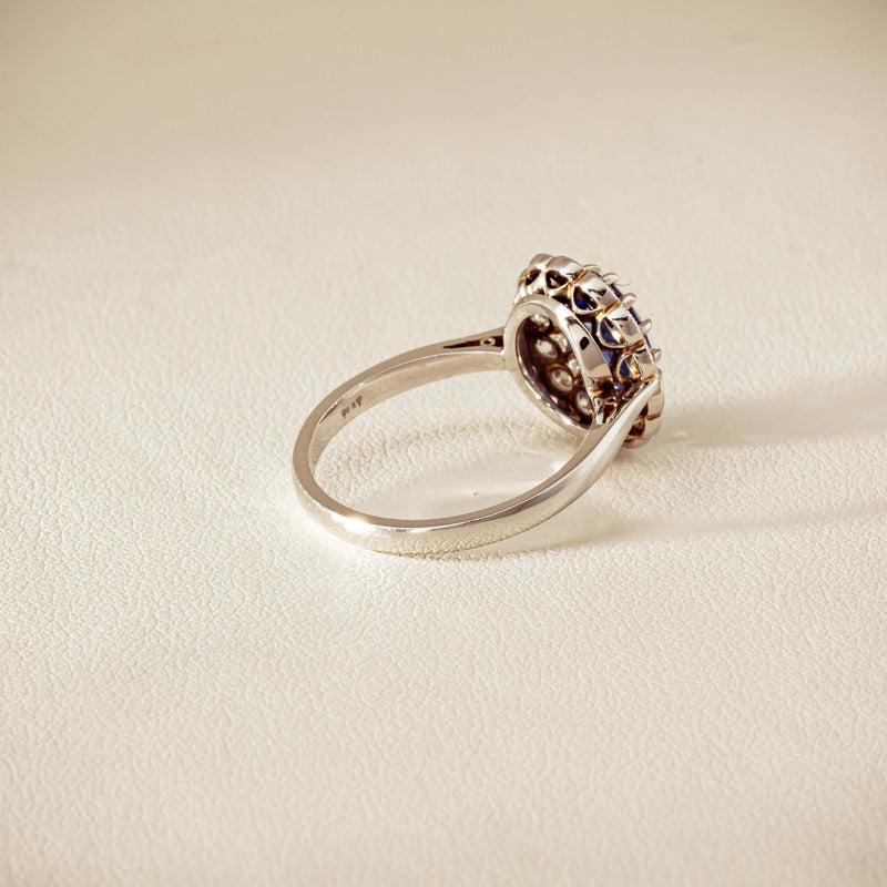 Deja Vu Platinum 2.23ct Sapphire & Diamond Halo Ring - Ring - Walker & Hall