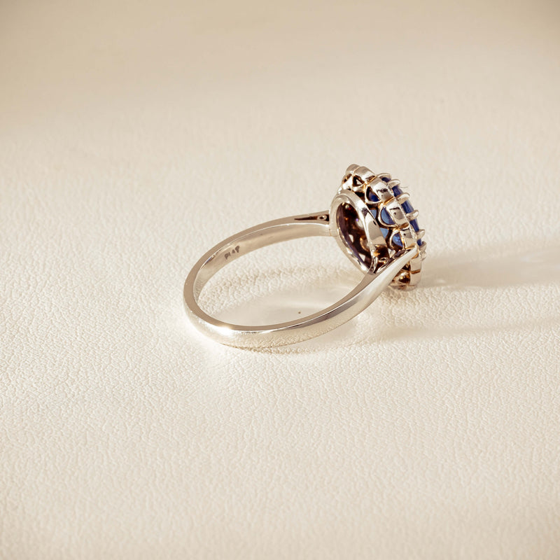 Deja Vu Platinum 2.23ct Sapphire & Diamond Halo Ring - Ring - Walker & Hall
