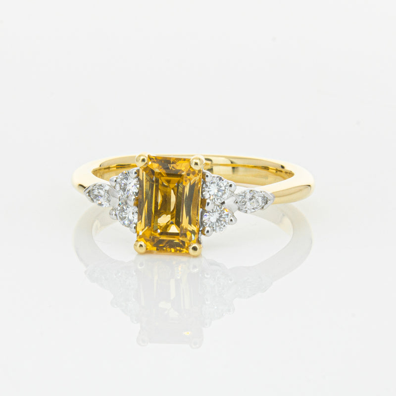 18ct Yellow Gold 1.40ct Golden Sapphire & Diamond Oriana Ring-Ring-Walker & Hall