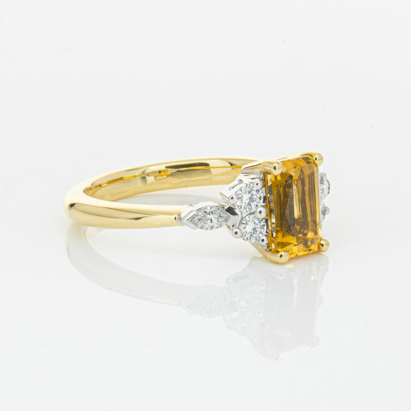 18ct Yellow Gold 1.40ct Golden Sapphire & Diamond Oriana Ring-Ring-Walker & Hall