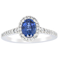 18ct White Gold 1.04ct Sapphire & Diamond Mini Sierra Ring - Ring - Walker & Hall