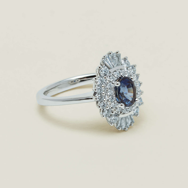 18ct White Gold 1.06ct Sapphire & Diamond Kira Ring - Ring - Walker & Hall