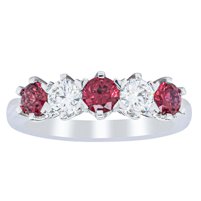 18ct White Gold .86ct Ruby & Diamond Pentagon Ring - Ring - Walker & Hall