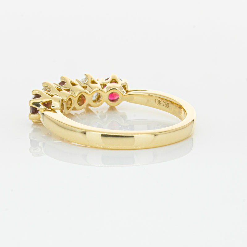 18ct Yellow Gold Ruby & Diamond Pentagon Ring-Ring-Walker & Hall